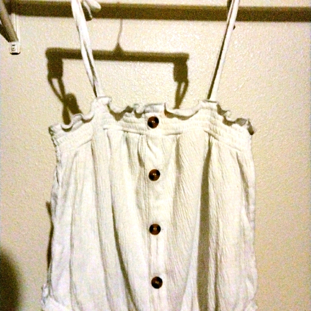 No boundaries white all button shirt